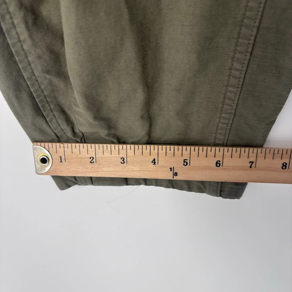Everlane Fatigue Barrel Pant Womens 2 Olive Green Organic Cotton Linen Utility